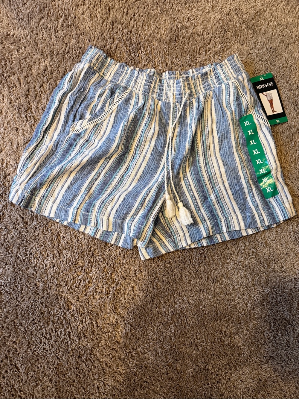Briggs New York Blue and White Striped Women’s Pull‑On Shorts